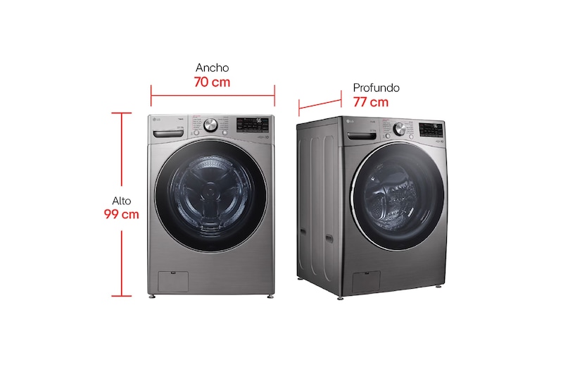 Vista baja derecha Lavadora LG WD22VV2S6BR.